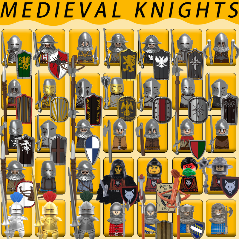 Lego Minifigure Holder - Medieval Knight Series Building Blocks Military