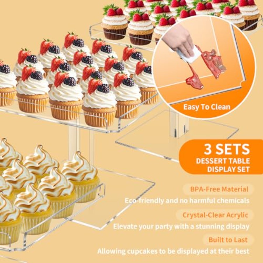 3 Tiered Serving Tray Set for  - Display Risers Set recension och pris