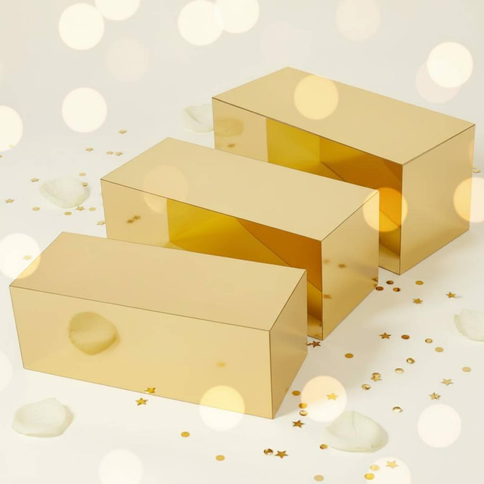 3 Pieces Gold Acrylic Display  - Display Risers Set recension och pris