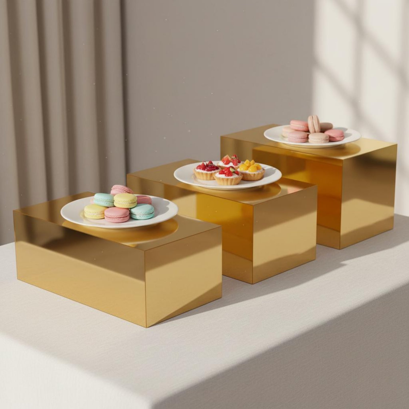 3 Pieces Gold Acrylic Display  - Display Risers Set recension och pris