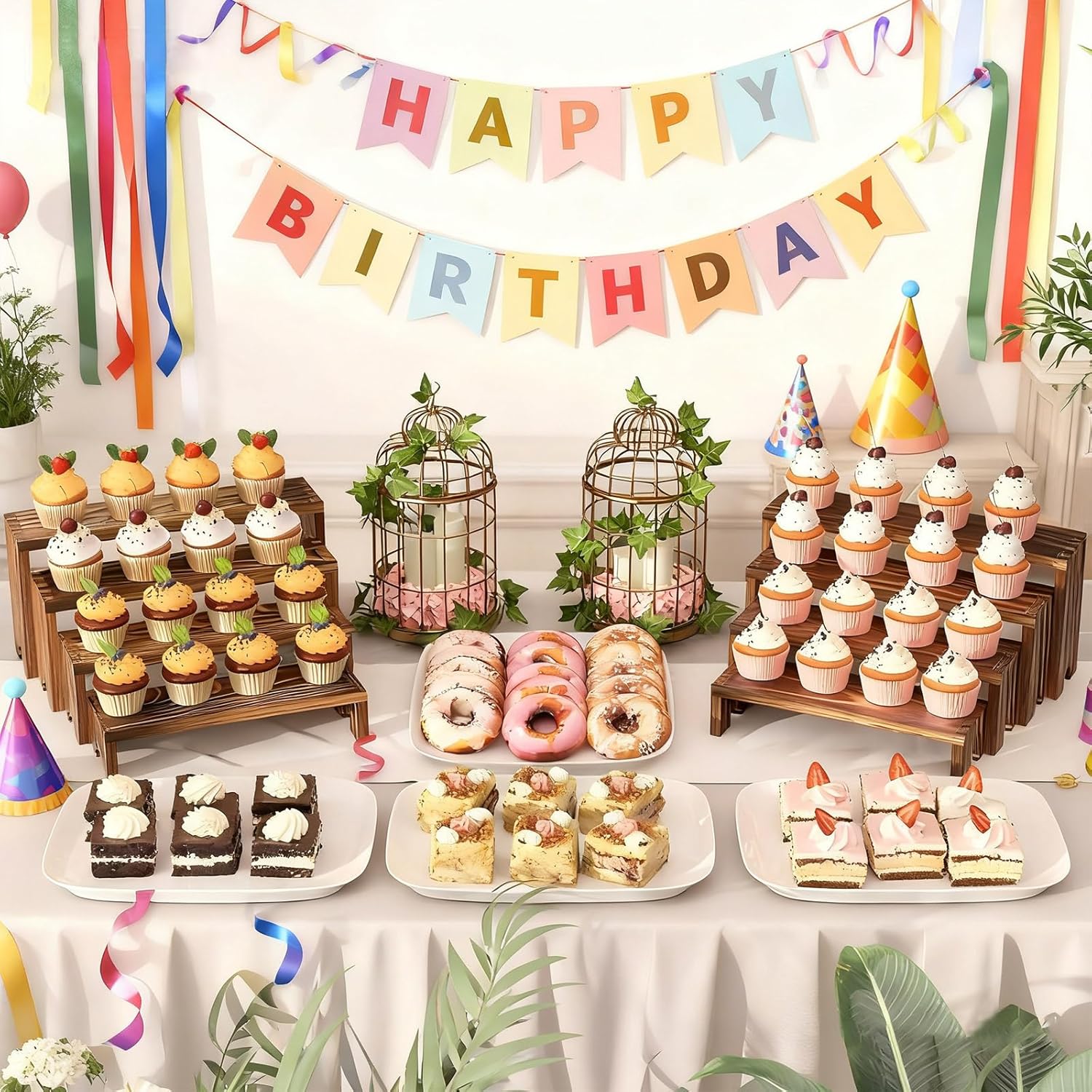 2 Tier Wooden Cupcake Stand Se - Display Risers Set recension och pris
