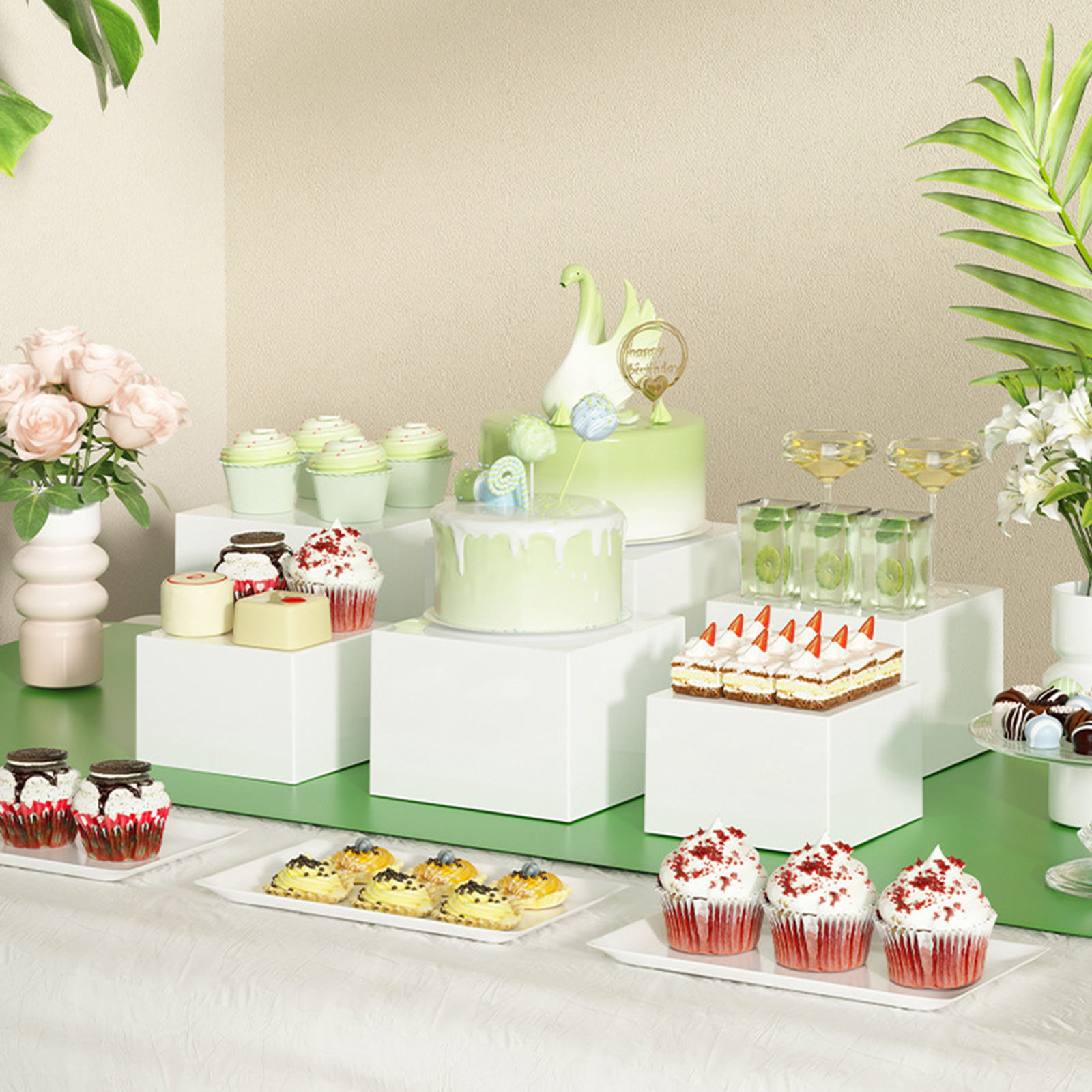 6x Acrylic Buffet Riser Desser - Display Risers Set recension och pris