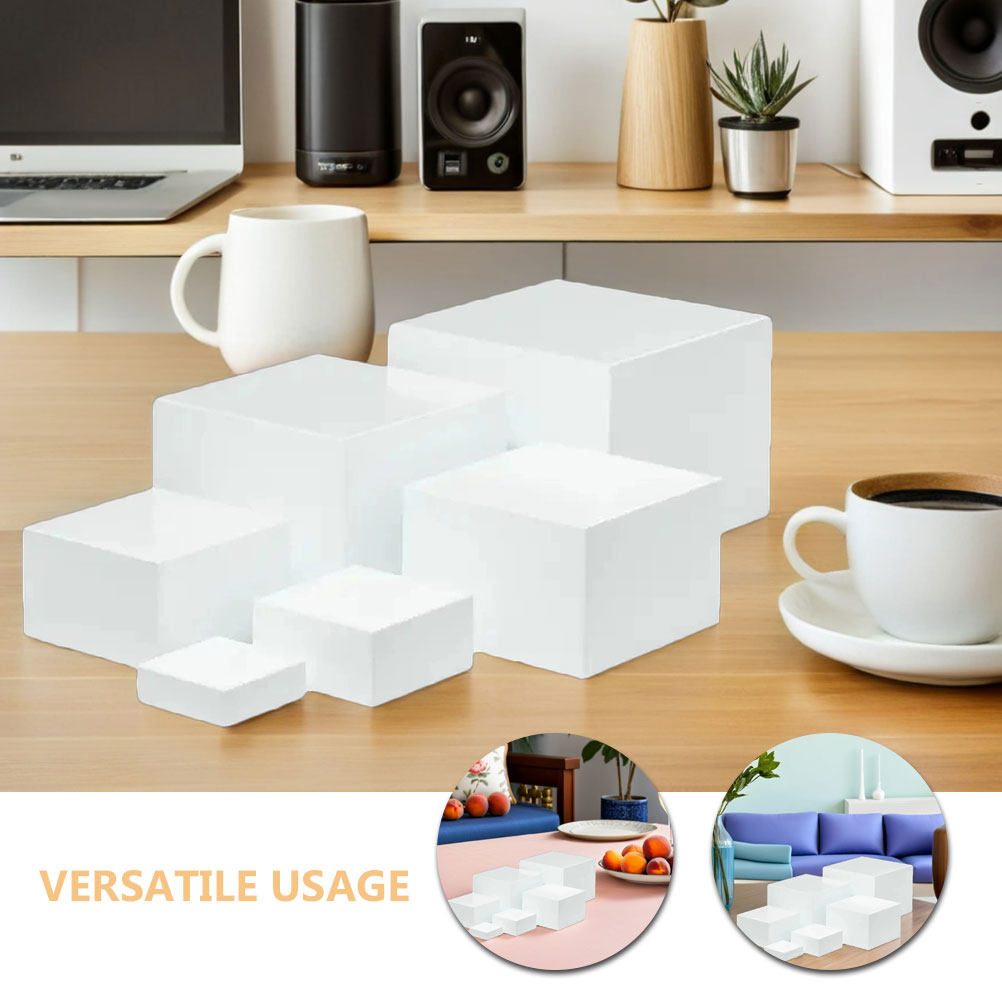 6Pcs Minimalist White Plastic  - Display Risers Set recension och pris
