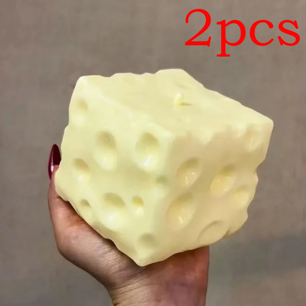 ◔Jumbo Cheese Cube Stress Ball - Fidget Cube Original recension och pris